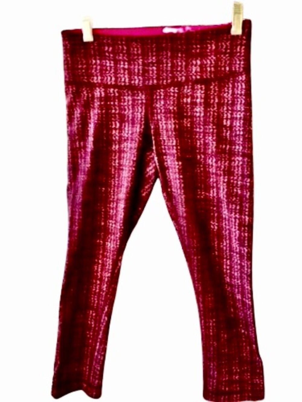 Lululemon Crop Leggings Wunder Under Overall Print Bright Pink Wasitband